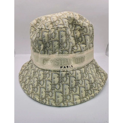 Chapeau seau logo Christian Dior beige marron bleu imprimé logo neuf avec étiquette