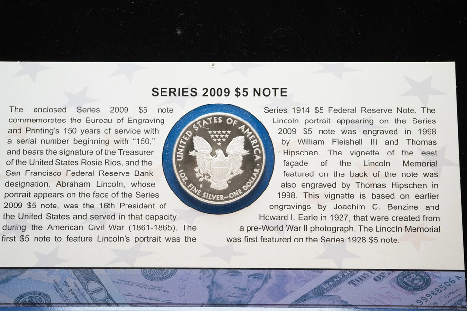 2012 US Mint Making American History Coin and Currency Set - Proof ASe + $5 Bill - Image 4 of 4