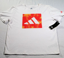 Boys Youth Kids Adidas Shirt NEW Short Sleeve White Size L 14/18