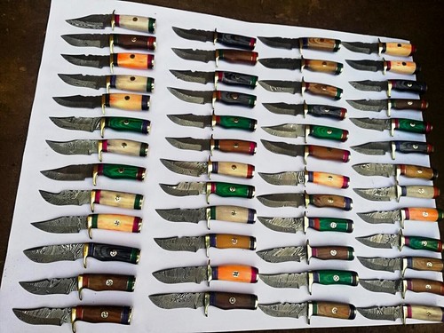 LOT OF 25 6inch HANDMADE DAMASCUS STEEL SKINER KNIFE WOOD+BONE HANDLE W/SHEATH 1 - 第 4/4 張圖片