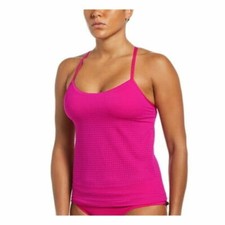 NIKE Womens Pink Stretch Pocketed Sporty Essential Tankini Top Size S