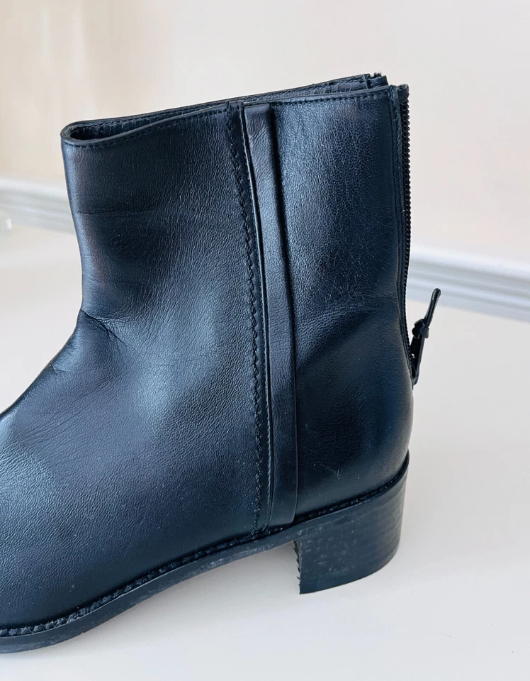 Botines de cuero Stuart Weitzman cierre de cremallera trasera tacón bloque nuevos sin etiquetas talla 6 M Foto 2 de 4