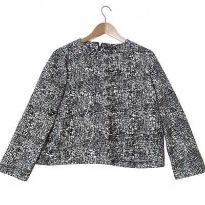 ZARA Womens Top Size L Black White Abstract Monochrome Minimalist Jacket