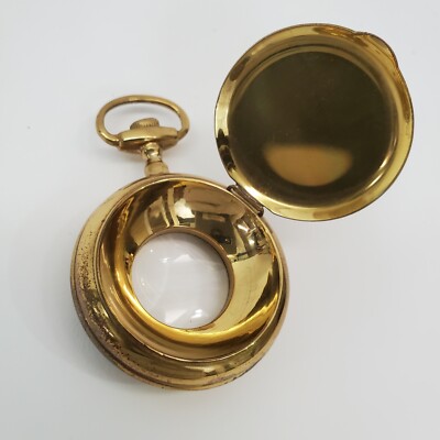 RARE Vintage Gucci 10k Gold Plate Pocket Pillbox Pendant w/Glass