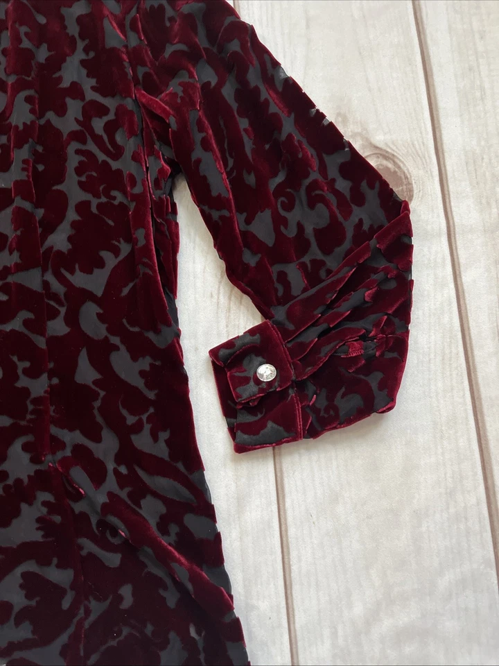 Camisa Merona Vintage Mezcla Seda Terciopelo Rayón Imitación Estrás Botón Mujer Talla M Foto 3 de 4