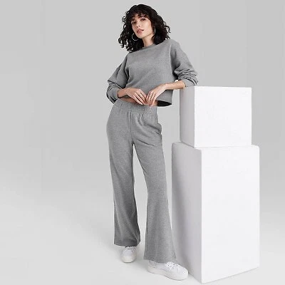 Wide leg french terry pants sales