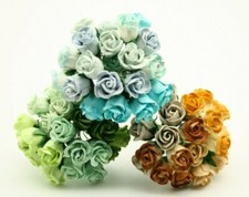 15x Rose Buds Mulberry Paper Card making Scrap booking Varied colours 10mm