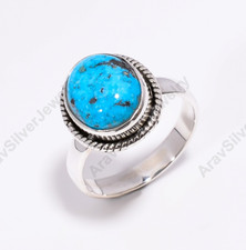 Natural Blue Turquoise Gemstone Ring 925 Sterling Silver Boho Rings Gift for Her