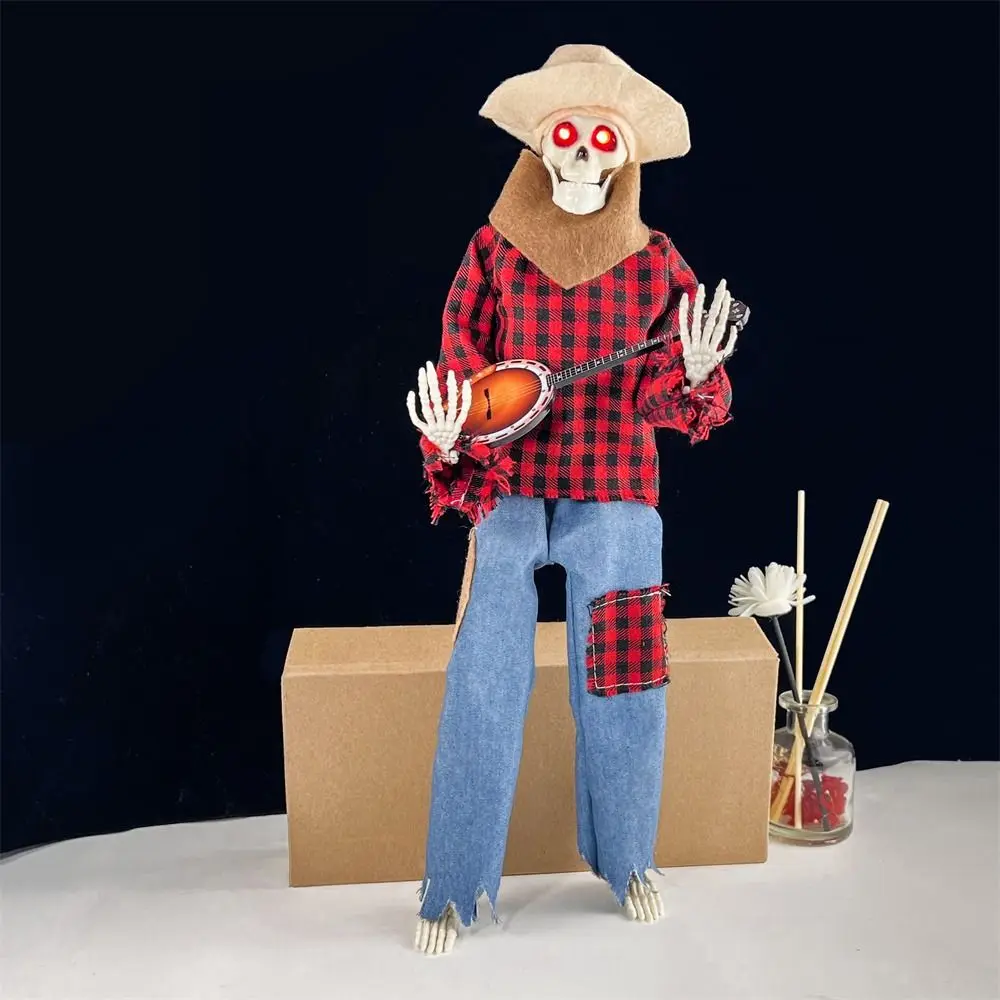 Halloween Skeleton Prop Decoration Funny Animated Dueling Banjo Home