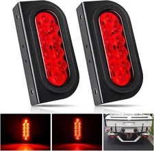 Nilight 6 Inch Oval Trailer Tail Light with flush Mount Grommets Plugs