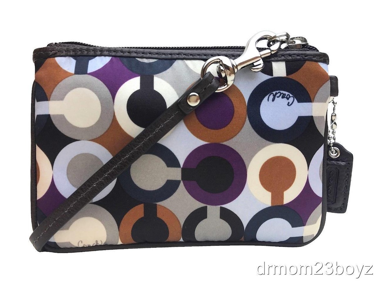 New Coach Madison Signature Sateen & Leather Purple Ivory Brown