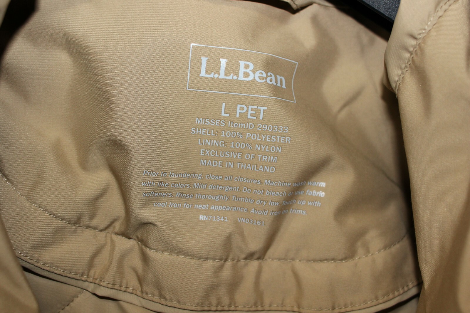 L.L. Bean Women’s H2OFF Primaloft-Lined Long Trench Coat  Large Petite Khaki image 3
