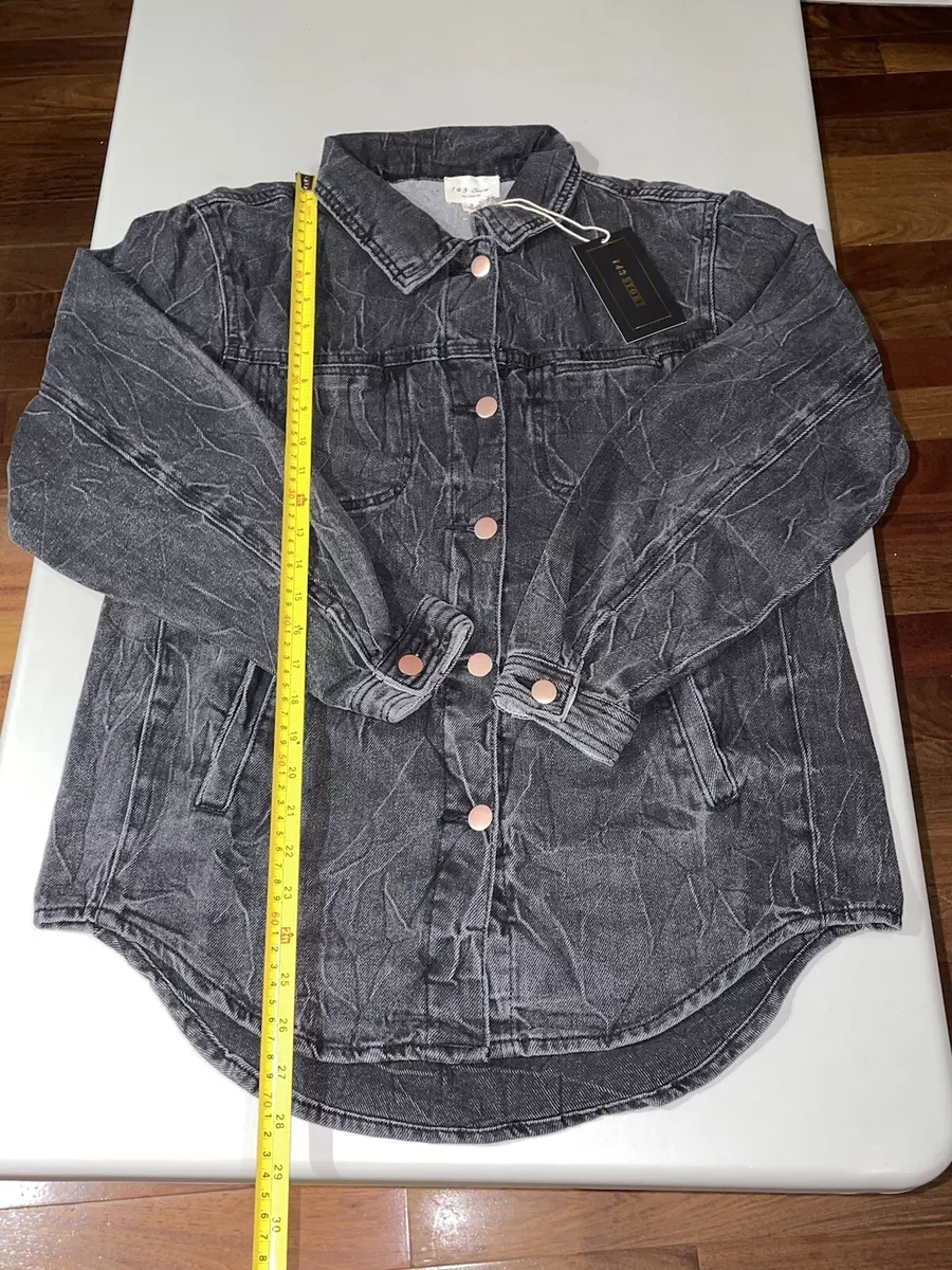 Washed black denim jacket womens cheap