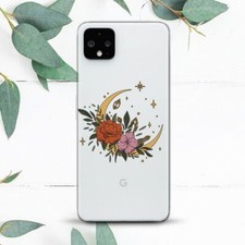 Cute Floral Crescent Moon Clear Case For Google Pixel 2 3 3a 4 4a 5 6 7 8 XL