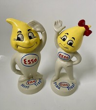 Pair Of Esso Cast Iron Oil Drip/Drop Man & Woman Frau and Herr Tropf Coin Banks.