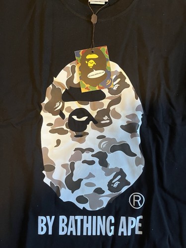 Camisa A Bathing Ape Bape Para Hombres Pequeña Camuflada Cabeza Grande Brezo Blanco y Negro Camiseta - Imagen 3 de 9