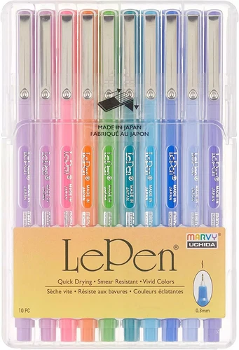 Uchida of America 4300-10C 10-Piece 0.3 Point Size Le Pen Drawing Pen Set