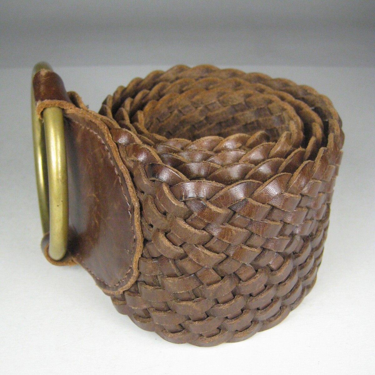 J M Davidson Belt Women Size S 32 In Brown Leather Wide Buckle
