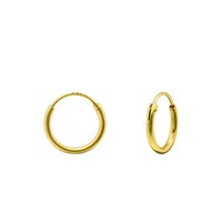 1 Paar Creolen Ohrringe 925 Sterling Silber Vergoldet 10Mm