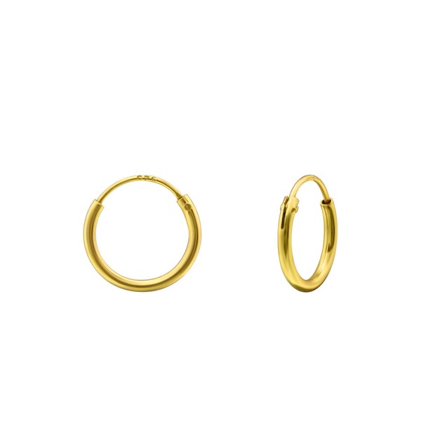 1 Paar Creolen Ohrringe 925 Sterling Silber Vergoldet 10Mm-image