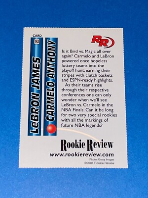 LeBron James & Carmelo Anthony 2004 Rookie Review RR Card #92 | eBay