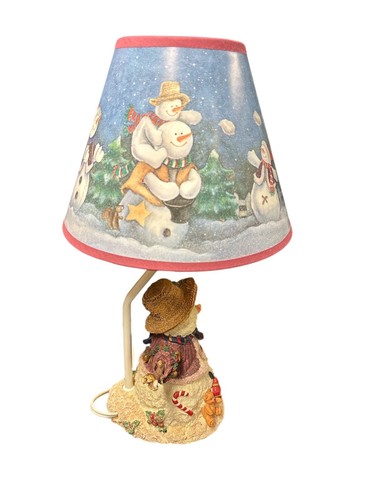 Christmas Primitive Winter Country Snowman Lamp • 15" Tall • Resin - Picture 6 of 8