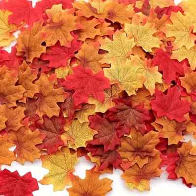 50/100 Vibrant Artificial Fall Maple Leaves, Thanksgiving, Home, Outdoor Decor