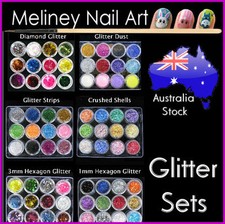 Nail Art Glitter Sets - Crushed Shell Strips Dust Diamond Acrylic Gel Decoration
