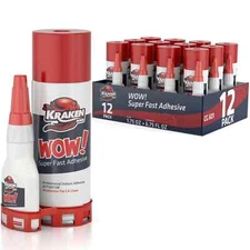Kraken Bond WOW Super Fast CA Glue + Activator 12 Pack (1.76oz + 6.76oz)
