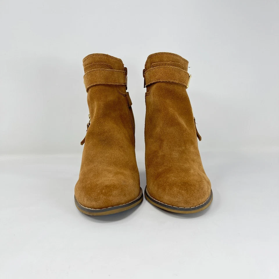 Guess Buckle Strap Brown Tan Gather Ankle Heels Casual Shoes Women's Size 7 - Image 3 of 4