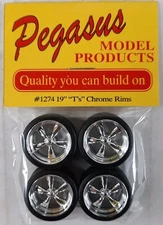 PEGASUS T's 19" Chrome Rims w Tires 1274 model kit wheels 1:24 / 1:25 accessory