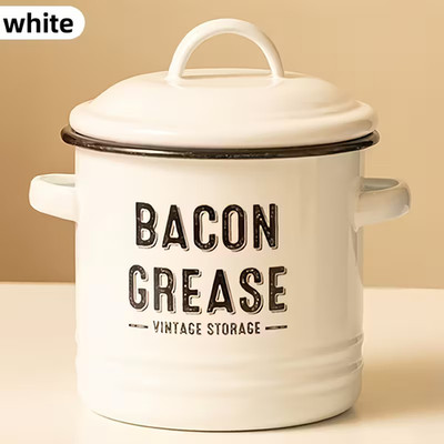 Premium Grease & Oil Storage Container with Lid & Safe Pouring Handle   Kitchen