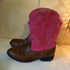 Roper Girls Western Cowboy Pull-On Mid-Calf Boots Brown Pink US 2 EU 32.5