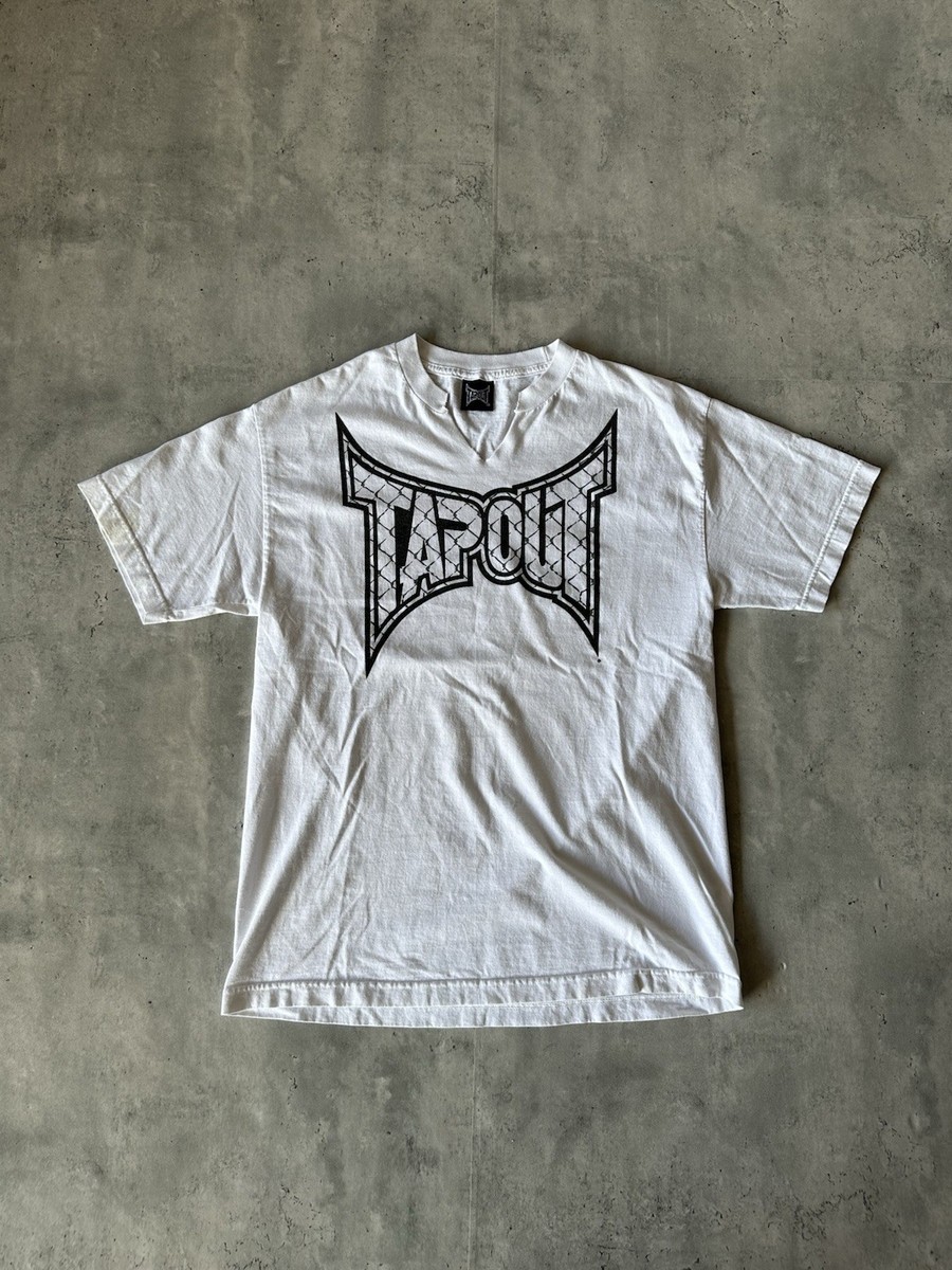 Vintage 2000s Y2K Tapout Graphic Logo T Shirt White Size Large L