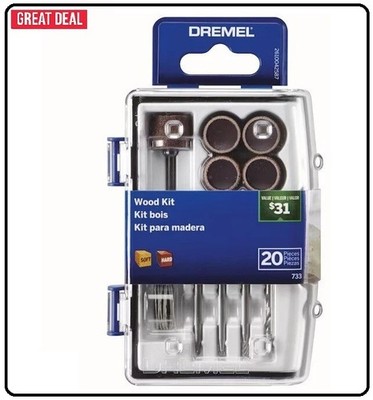 Dremel 20 Piece Wood Carving Set Rotary Tool Accessories Kit, 733-01 NEW