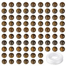 Ornaland 100 Pcs Natural Stone Beads for Jewelry Making Bronze Gray