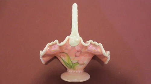Fenton Glass Legacy Pink Tulip basket -95th Ann. - Lovely condition.