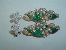VINTAGE FAUX PEARL HAIR BARRETTES SMALL HAIR CLAW CLIPS UP DO HAIR ACCESSORY