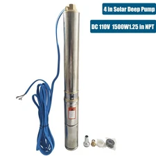 2HP DC 110V 4" Solar Pump Submersible Pump Bore Deep Well Pump w/33ft Power Cord