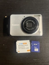 Canon PowerShot A3000 IS 10.0MP Digital Camera - Silver TESTED WORKS With Batt