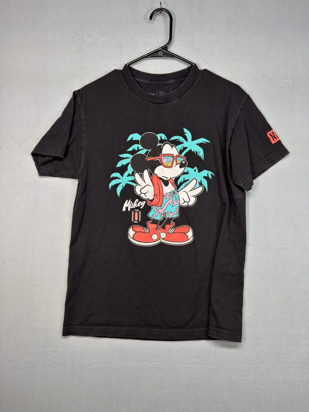 Disney Mickey Mouse T Shirt Mens Medium Neff Graphic Tee Black Streetwear