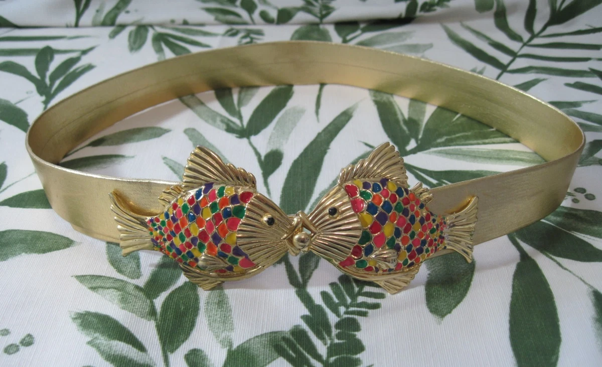 Womens Multi-Color Vintage Gem Belt Gold Buckle Sz.Medium/LARGE Gold Belts for Women for sale - eBay main image 3