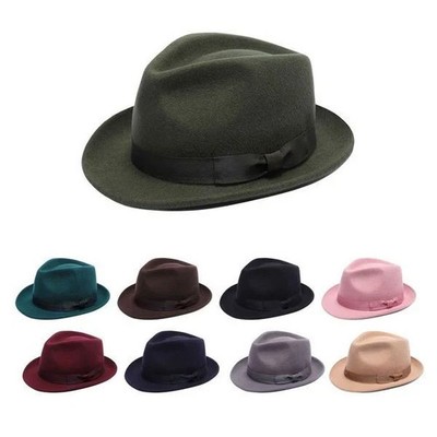 Wolle Trilby Hut knautschbar Vintage Fedora Handarbeit Herren Damen klassisch elegant Kappe
