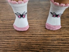 Separates, Butterfly Sock's, Soft White Socks with Pink Scallops, for 18" Dolls