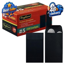 Bonfasvo 200 Pack 5 Black Coin Envelopes 3.125 x 5.5 Self-Adhesive