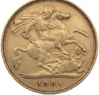 1901 Victoria Gold Half Sovereign — photo from another recent sale