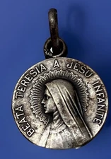 Vintage Catholic Saint Teresa Flower Of Jesus Small Religious Medal