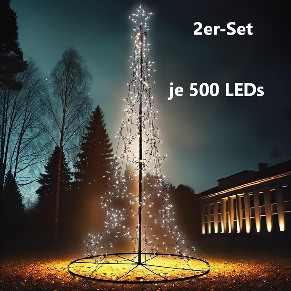 Neu Led Metall Tannenbaum Stern FüR Beleuchtung Outdoor Deko Weihnachten Garten-image