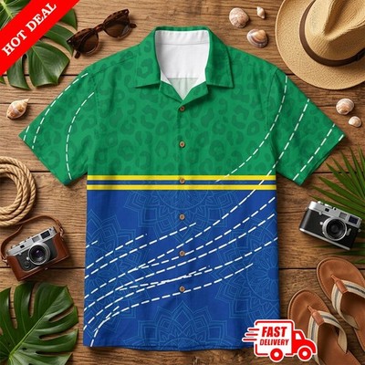 Tanzania Mens Safari Animal Print Hawaiian Shirt Button Down Short Sleeve Summer