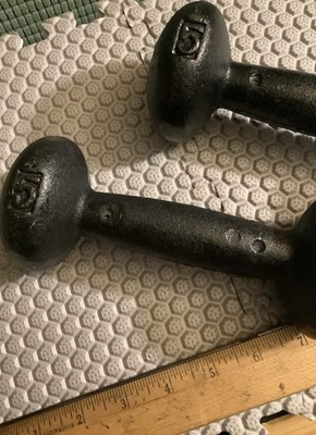 Pair of Vintage York 5 lb Bun Style Dumbells Weights (10lbs total) CLEAN